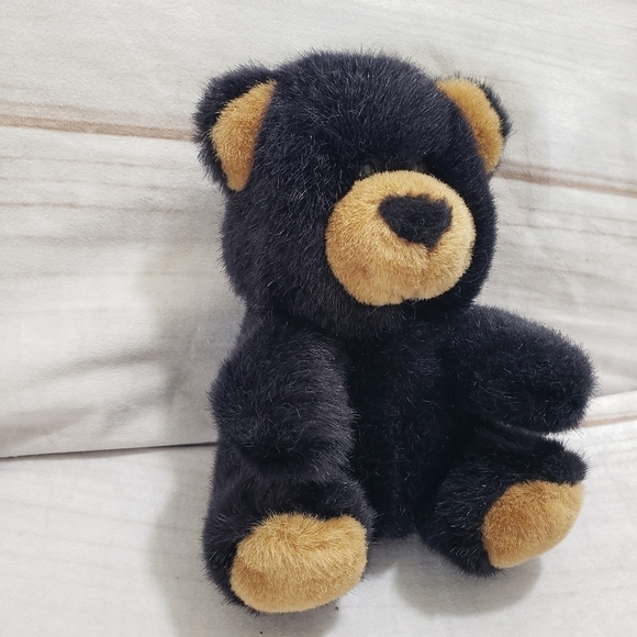 A&A Plush Black Bear 7" Plush Stuffed Animal Sitting - Picture 4 of 9